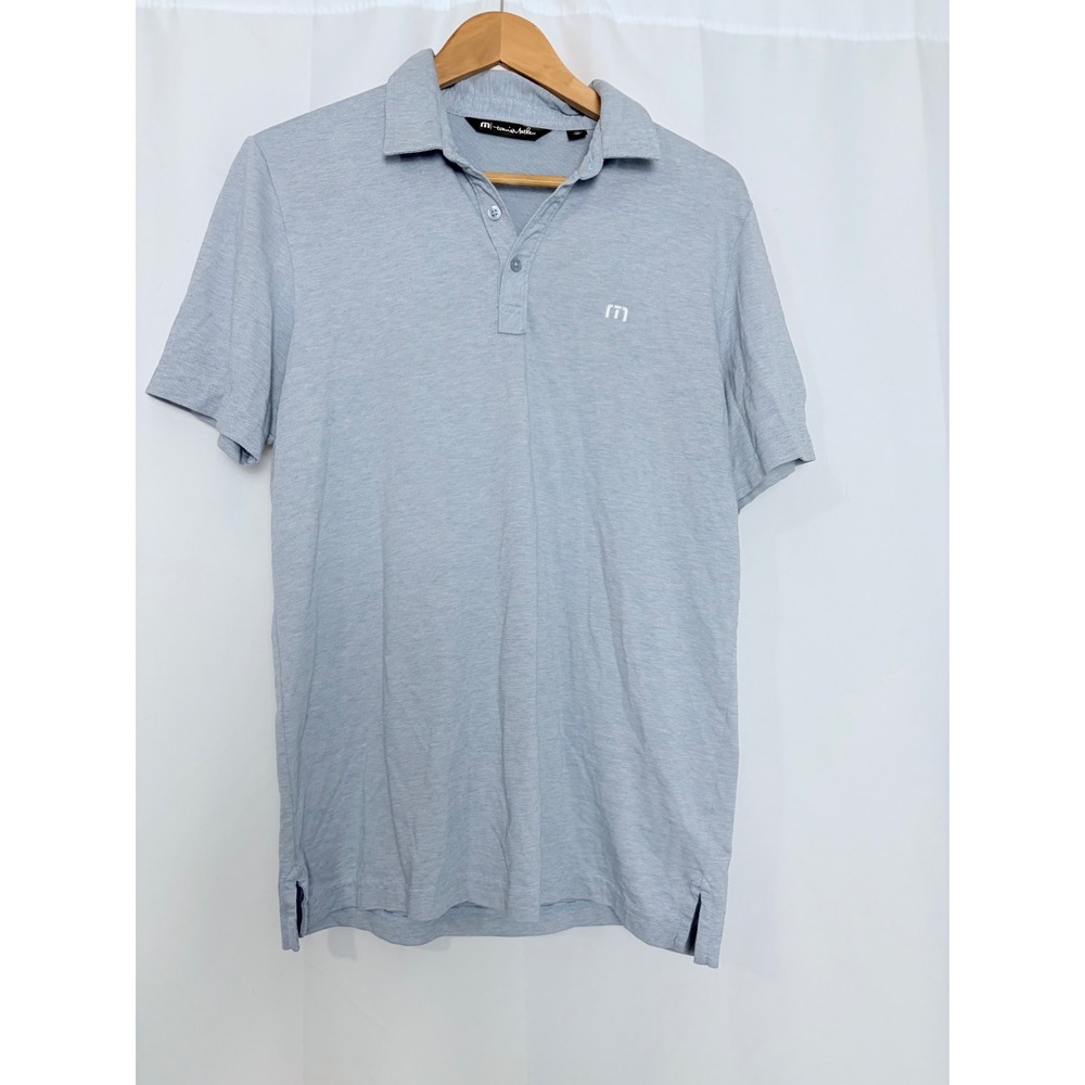 TravisMathew Mens Blue Heathered Golf Pima Cotton‎ Blend Polo Shirt Size M